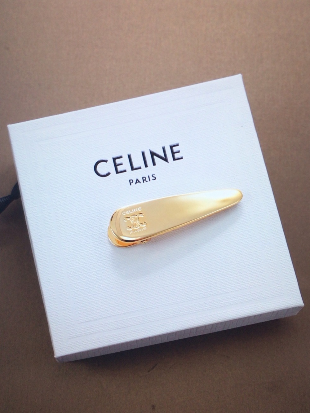Celine Gold-Tone Logo Hair Clip